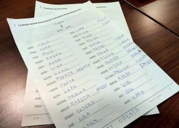 Jedno z ćwiczeń funkcji poznawczych. Z istejącego słowa należy utworzyć nowe.