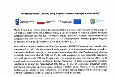 Realizacja projektu „Rozwój usług w społecznościach lokalnych Bielska-Białej”.